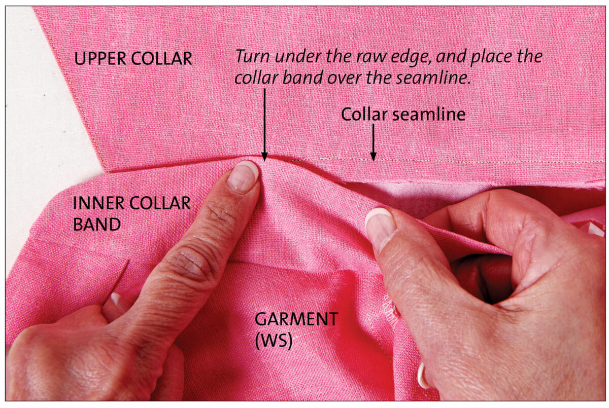 conceal the raw edge of the collar