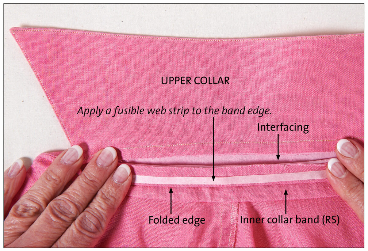 turn back folded edge of collar
