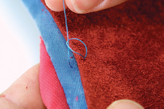 stitch slipper sole to edging