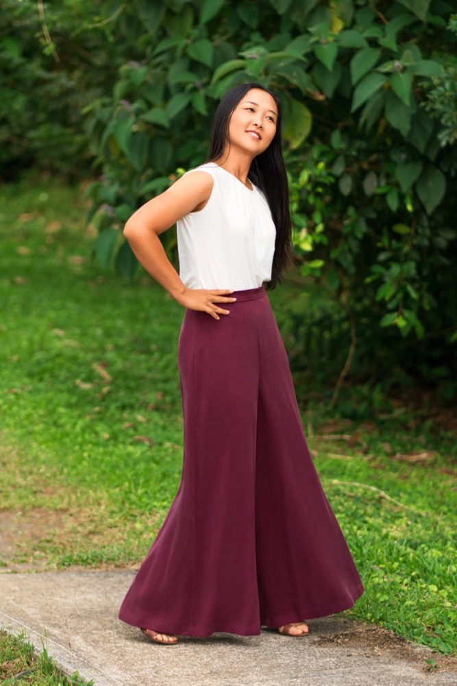 Maroon palazzo pants hot sale outfit