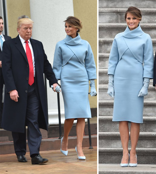 Melania trump shop in blue dress