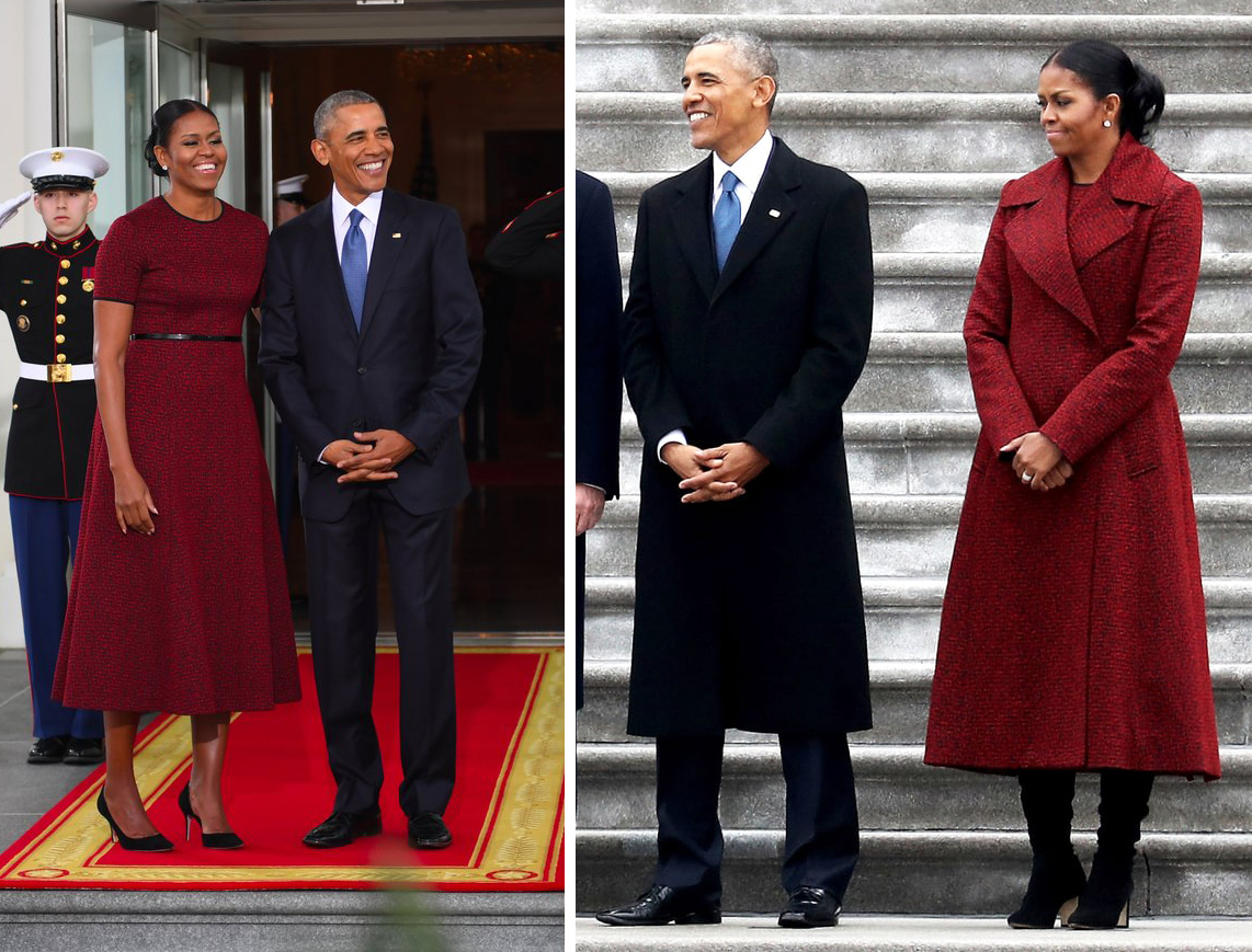 The Obamas Inauguration Day 2017 Red dress