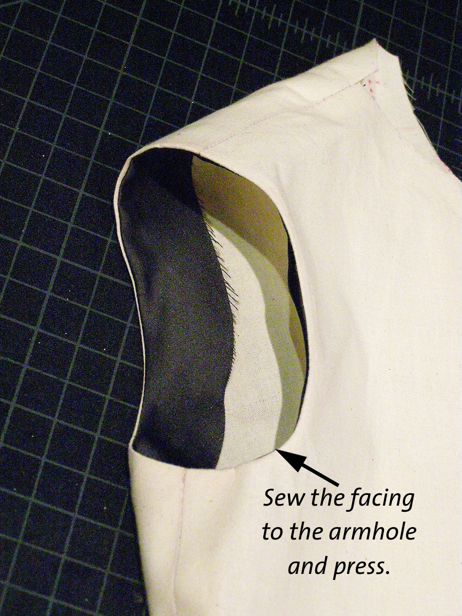 the loden sleeve, part 2 sew facing to armhole and press