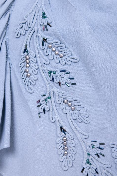 Embellished blue dress, detail