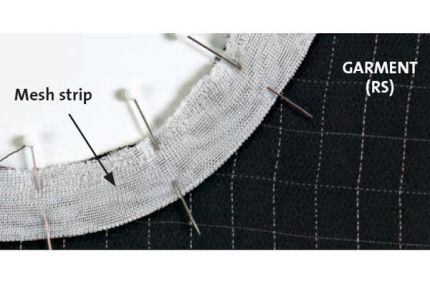 Dimensions of the mesh fabric (top left). Sewing the mesh covering of