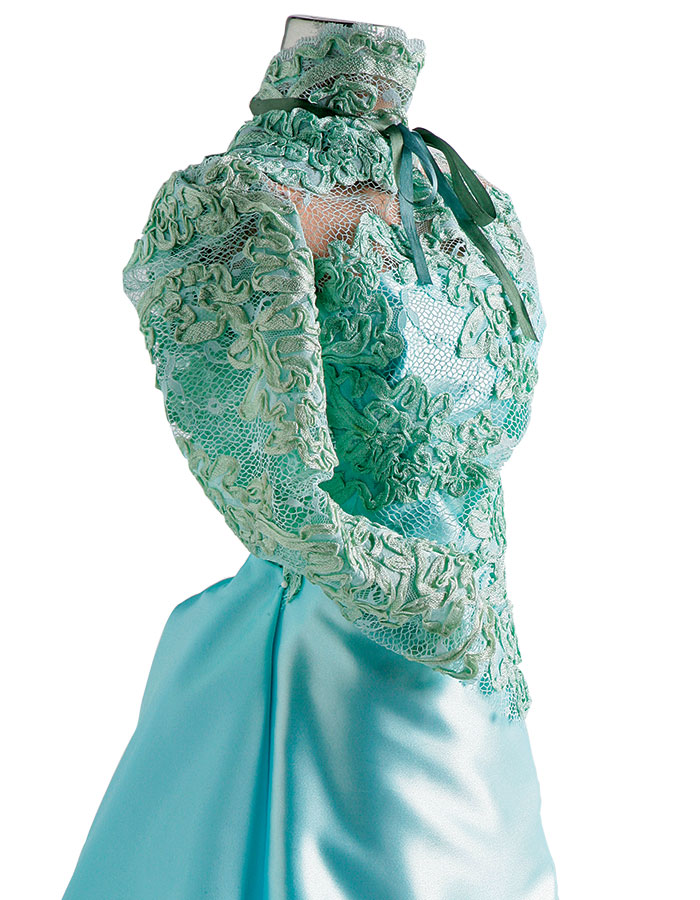 Lace Inset Drama Sleeve Shirt - Mint