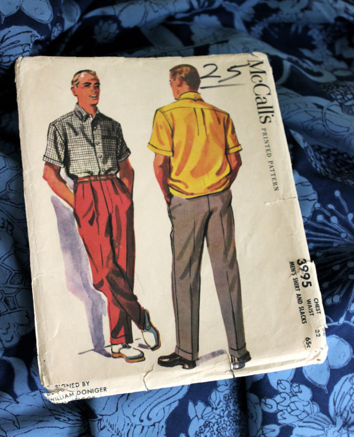 PDF - 1950s Pattern, Men's Slacks, Pants, Trousers & Shirt - Chest