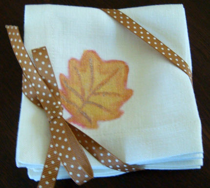 Fall Leaf Stamped Cloth Napkins 