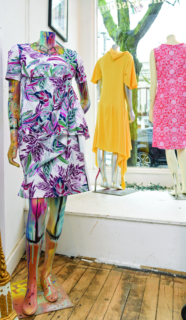 shop window with dresses