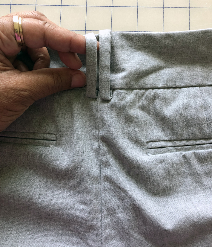 Remove center-back belt loops