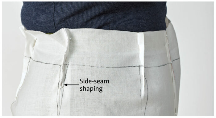 shaping the side seams at the waist