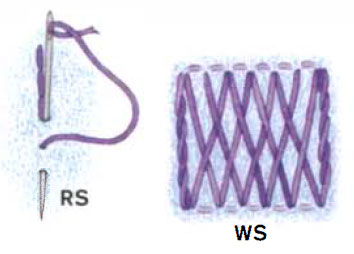 stitching on right side close the herringbone with a back stitch