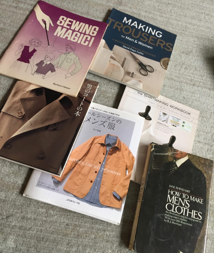 A selection of six books on sewing for men