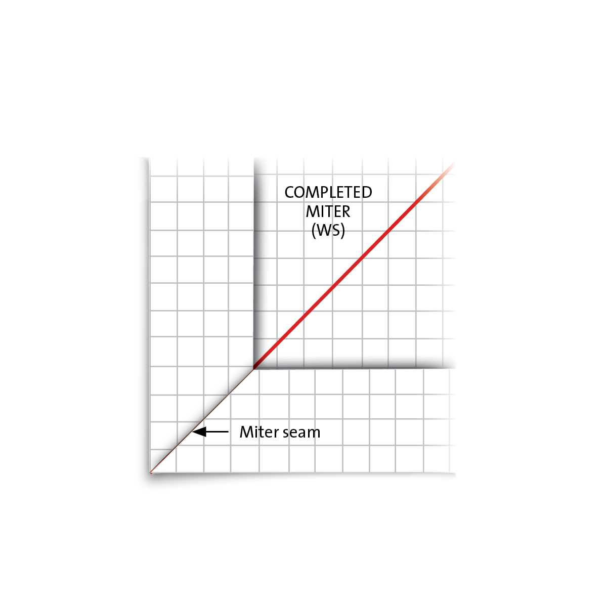 Complete mitered corner on graph paper 