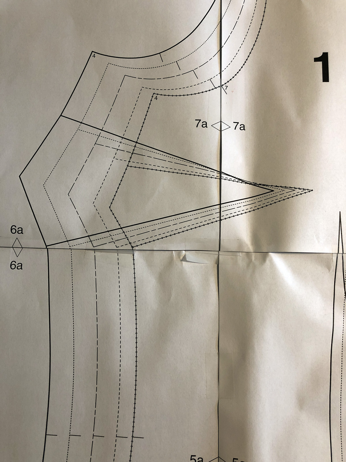 Pattern piece with bust dart