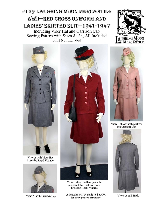 Halloween 2020 idea: Laughing Moon Mercantile #139 Red Cross uniform and skirted suit pattern