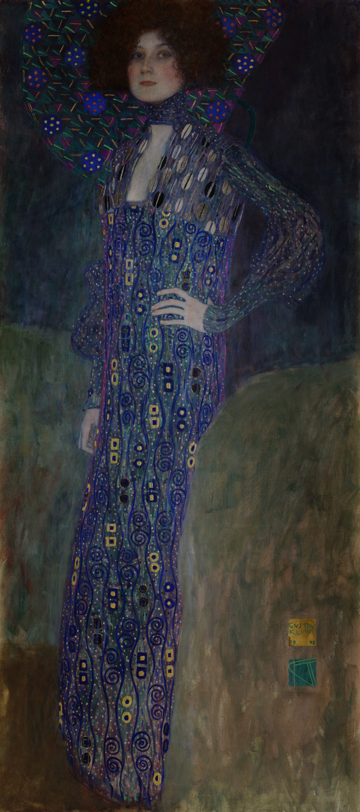 Fashion designer Emilie Flöge in one of her dresses, portrait by Gustav Klimt.