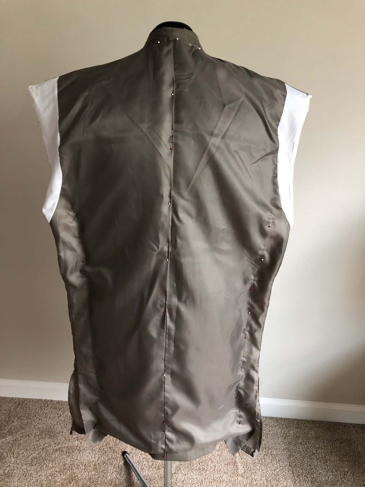 Drape-fitting the jacket lining