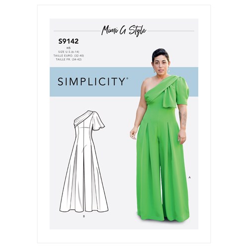 More casual wedding wear: Simplicity 9142, Misses' Jumpsuit With One-Shoulder Drape By Mimi G Style