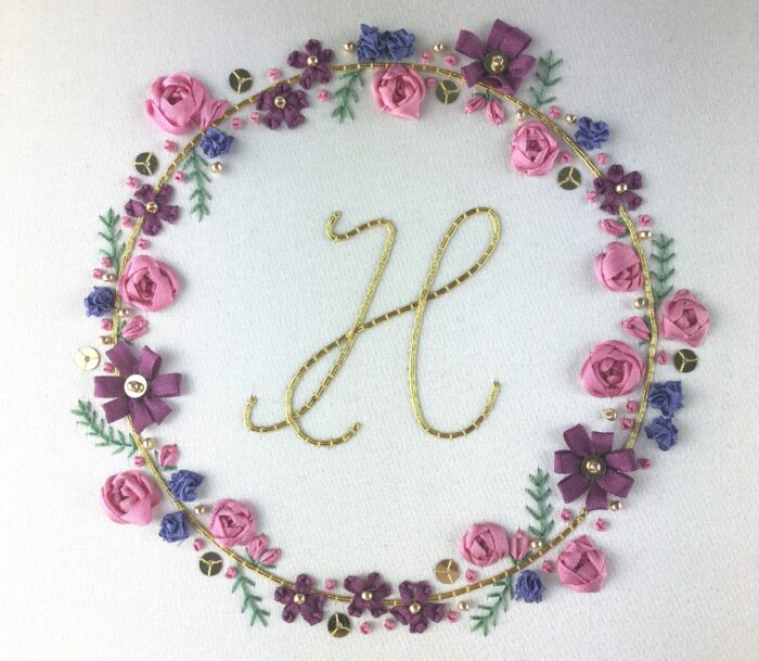 Learn Embroidery Online: Ribbonwork Floral Monogram