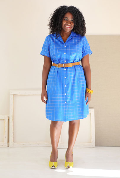 Blue gingham 2024 shirt dress