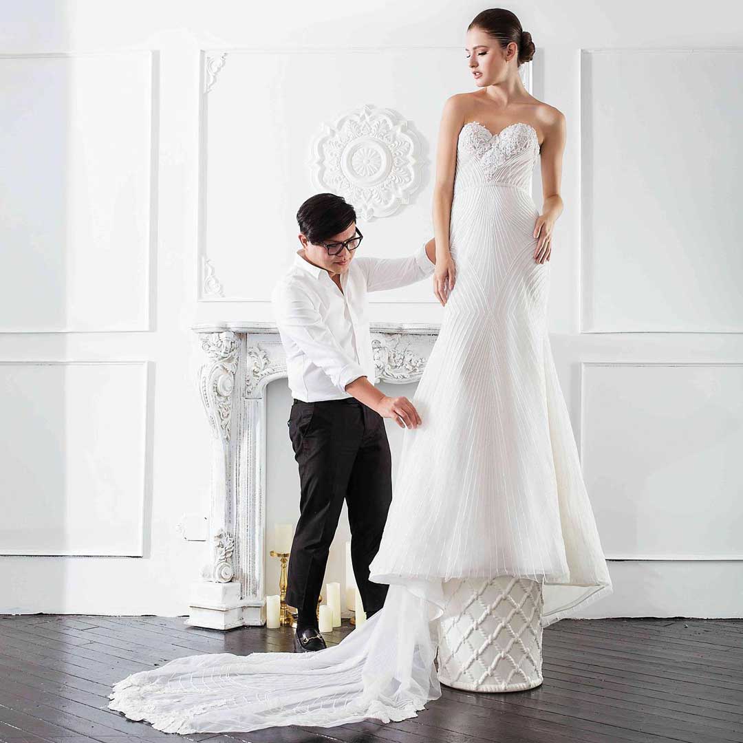 At once classic and contemporary, Jowilson's gowns feature meticulous details and fine fabrics.