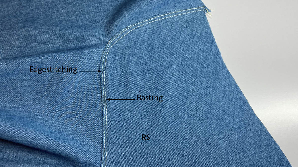 Lapped and appliqued seam: edgestitched close to the fold