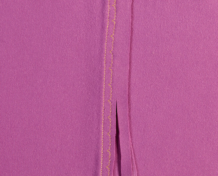 Stitched together and trimmed seam allowances