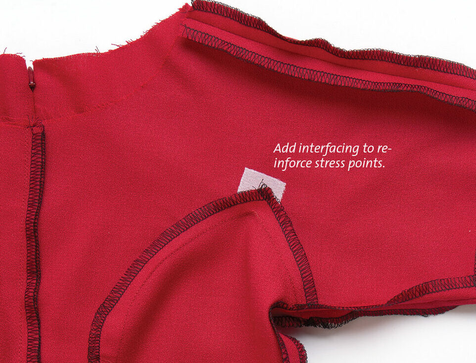 add interfacing to reinforce stress points