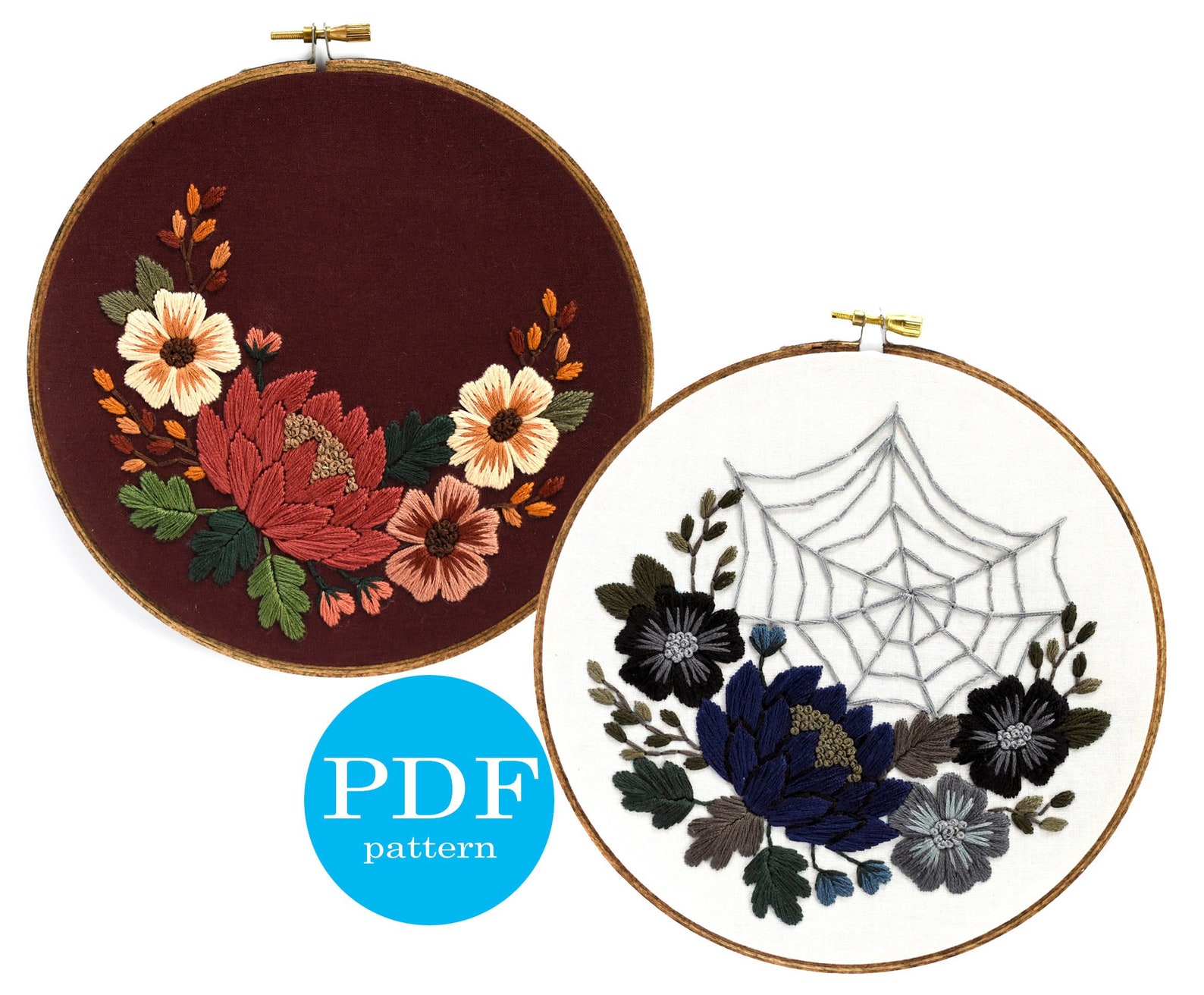 Flower Embroidery Pattern. Floral Embroidery Design. Hand Embroidery. PDF  Pattern. Hoop Art. Retro Modern. Boho Flowers. Flower Pattern. 