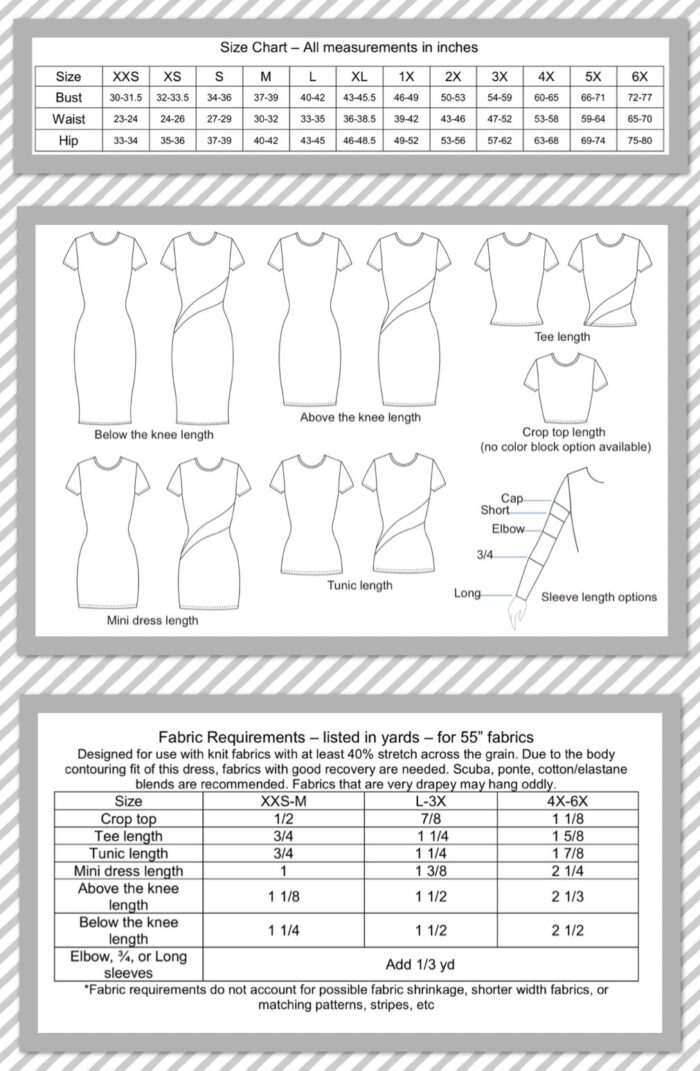 Sewing Pattern Size Guide - DesignLab