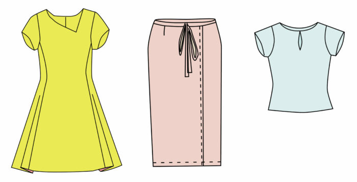 line drawings of summer wardobe outfits