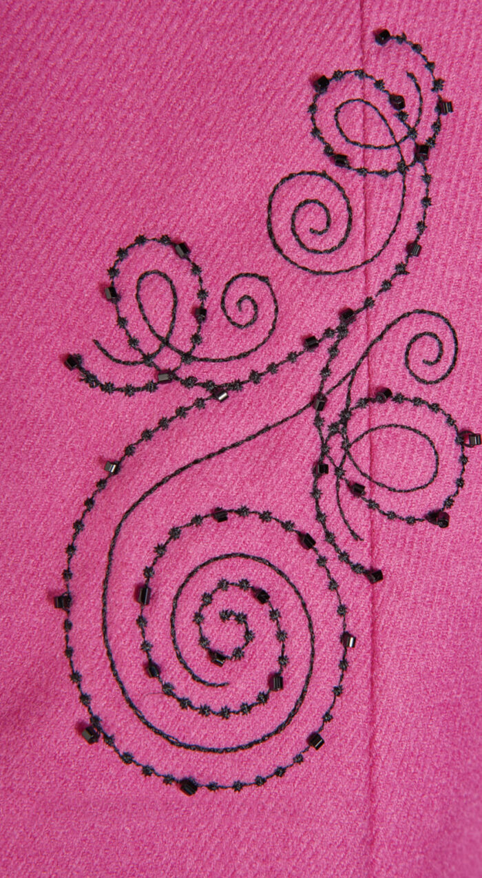 Detail close up of Andrea Dunruds garment.