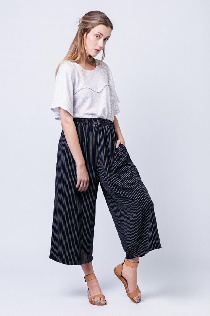 Women high waist wide leg pants sewing pattern, culotte