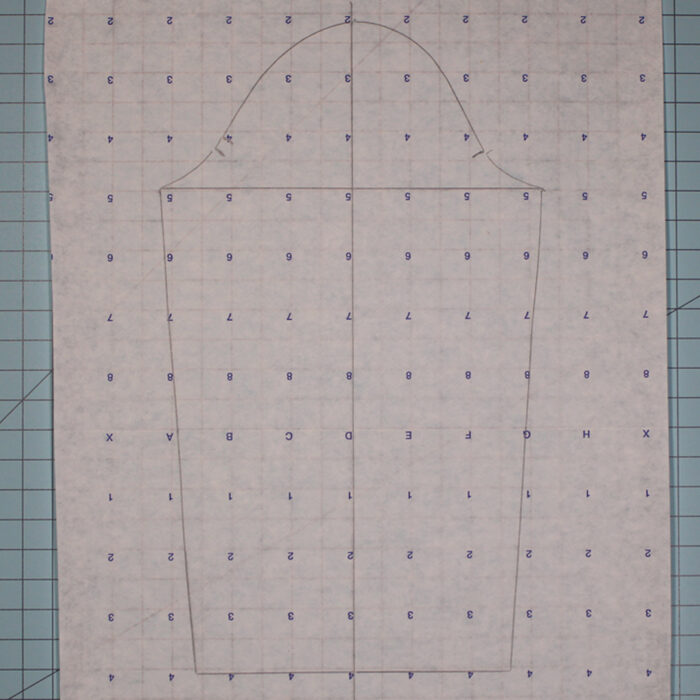 sleeve sloper traced onto dot-on-dot patternmaking paper