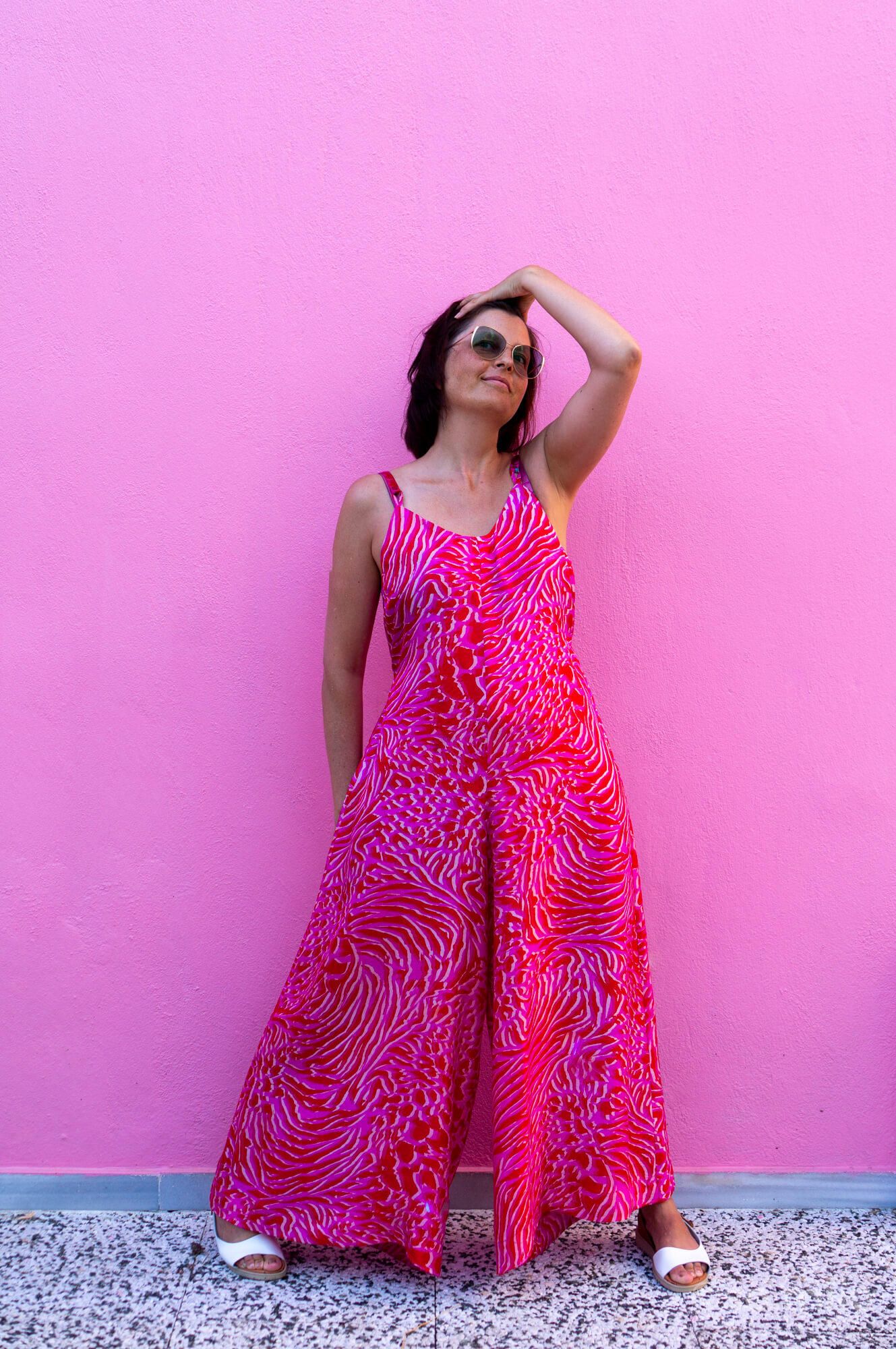 @so.miio in pink silk jumpsuit