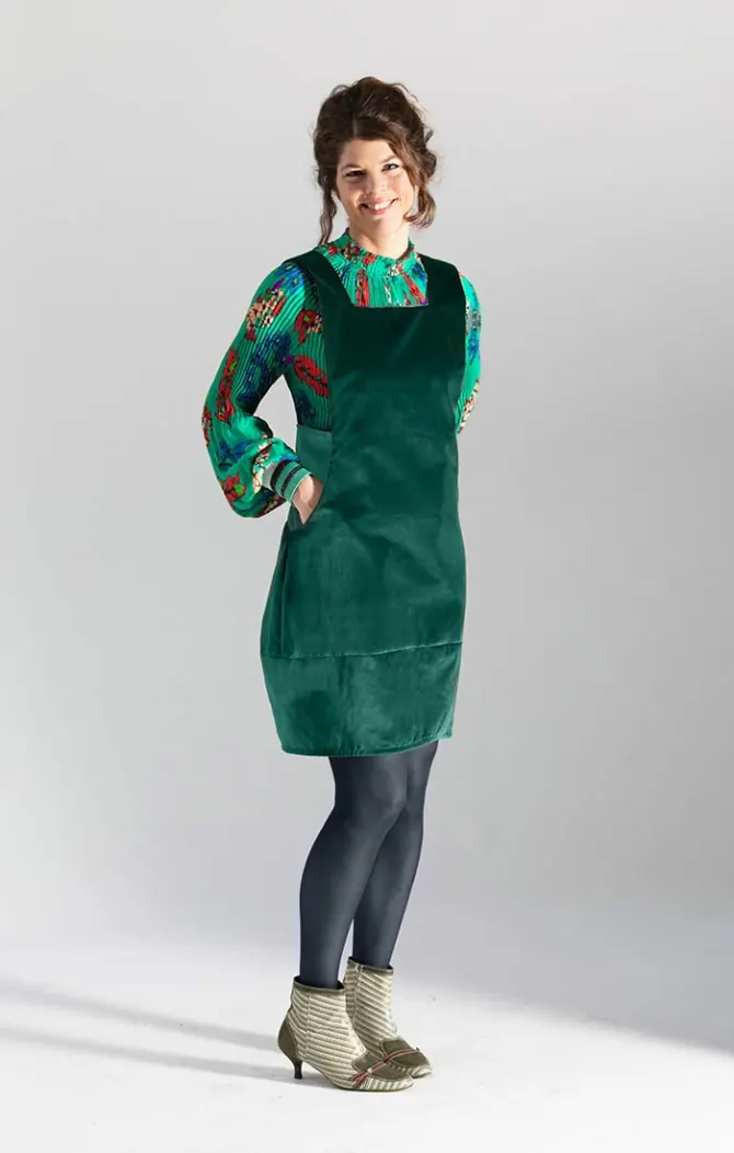 Sew Different Scoop Pinafore in velveteen