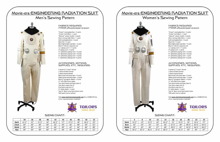 Star Trek engineering radiation suit patterns