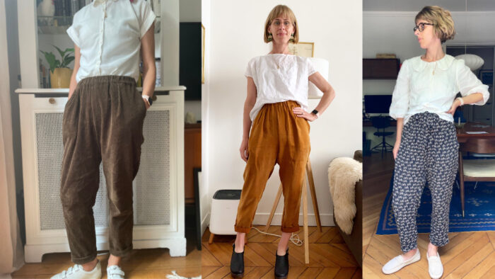 Hannah Hamill in Emerson pants, 3 images