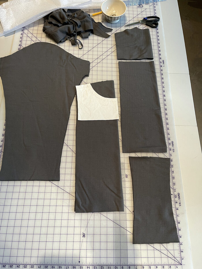 Sweatshirt pieces cut out of wool fleece 