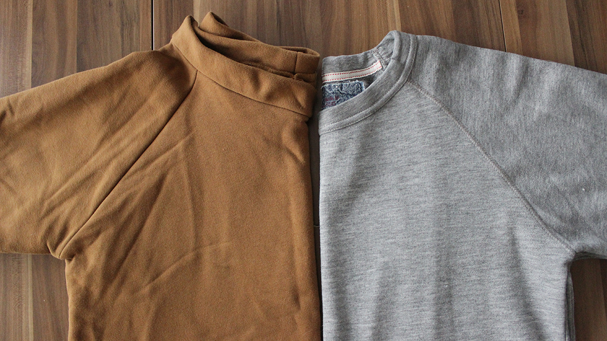 Sewing mistakes are clear in this sweatshirt comparison. The brown sweatshirt was made by tracing the gray ready-to-wear sweatshirt on the right.