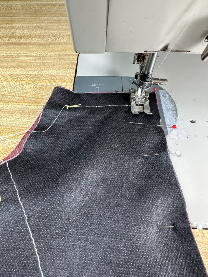 Sew collar sections together