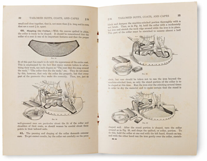 illustrated instructions for pressing a tailored collar