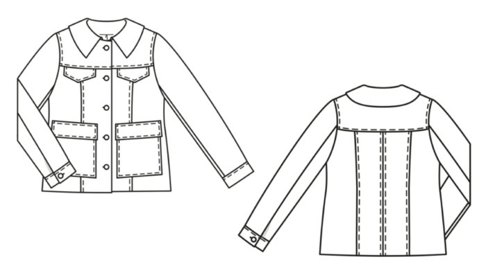 BurdaStyle safari jacket pattern line drawings