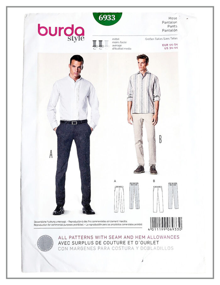 BurdaStyle 6933 men's pants pattern envelope