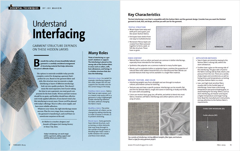 Understand the Role of Interfacing in Garment Structure - Threads