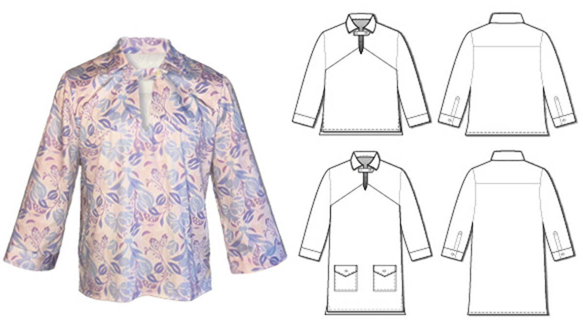 Button up Shirt Notched Collar Sewing Pattern Instant PDF Download 