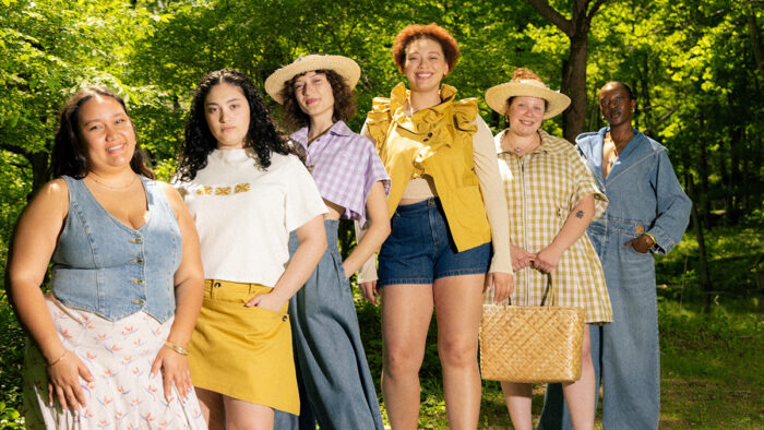 Designer Janessa Cajudoy, left, and her Talk Story collection