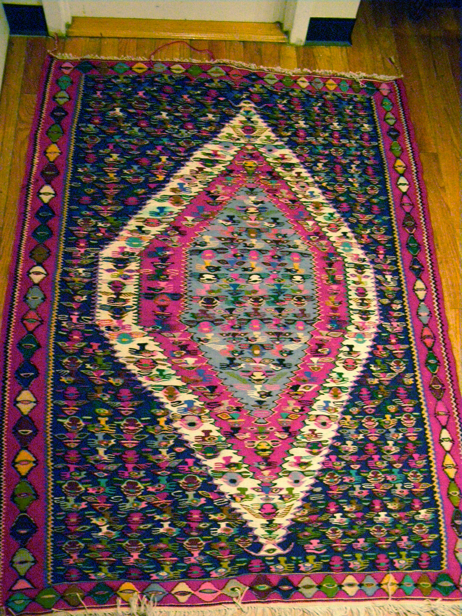 Vintage Vinyl floor mat Pixel Persian Pattern 